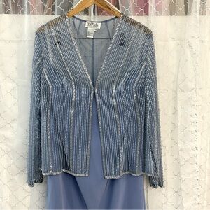 Bob Mackie Sequin Cardigan Jacket Periwinkle Blue Size 16